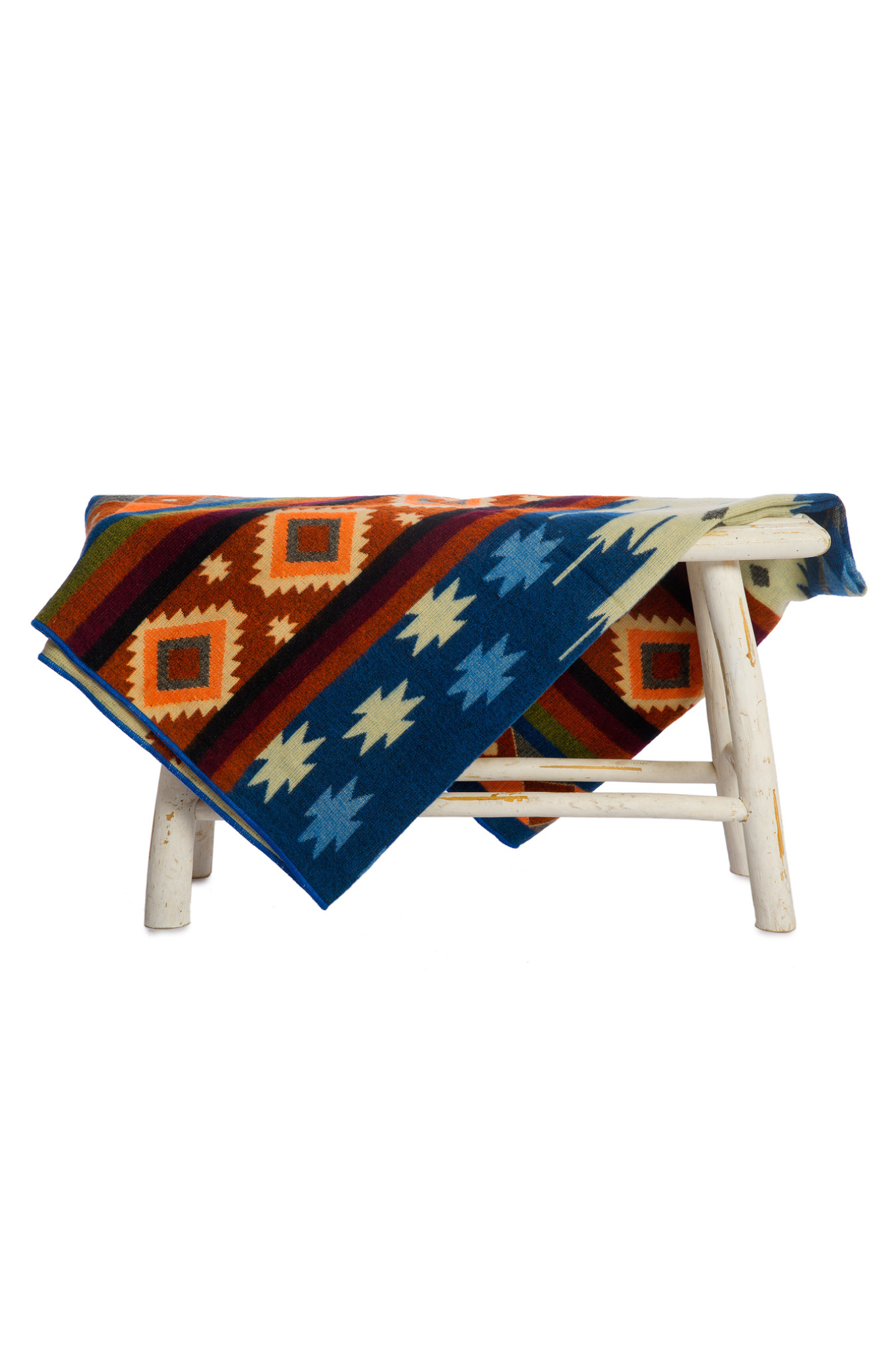 Ecuadorian alpaca mini blanket | native blanket | Mini Quilotoa Blue