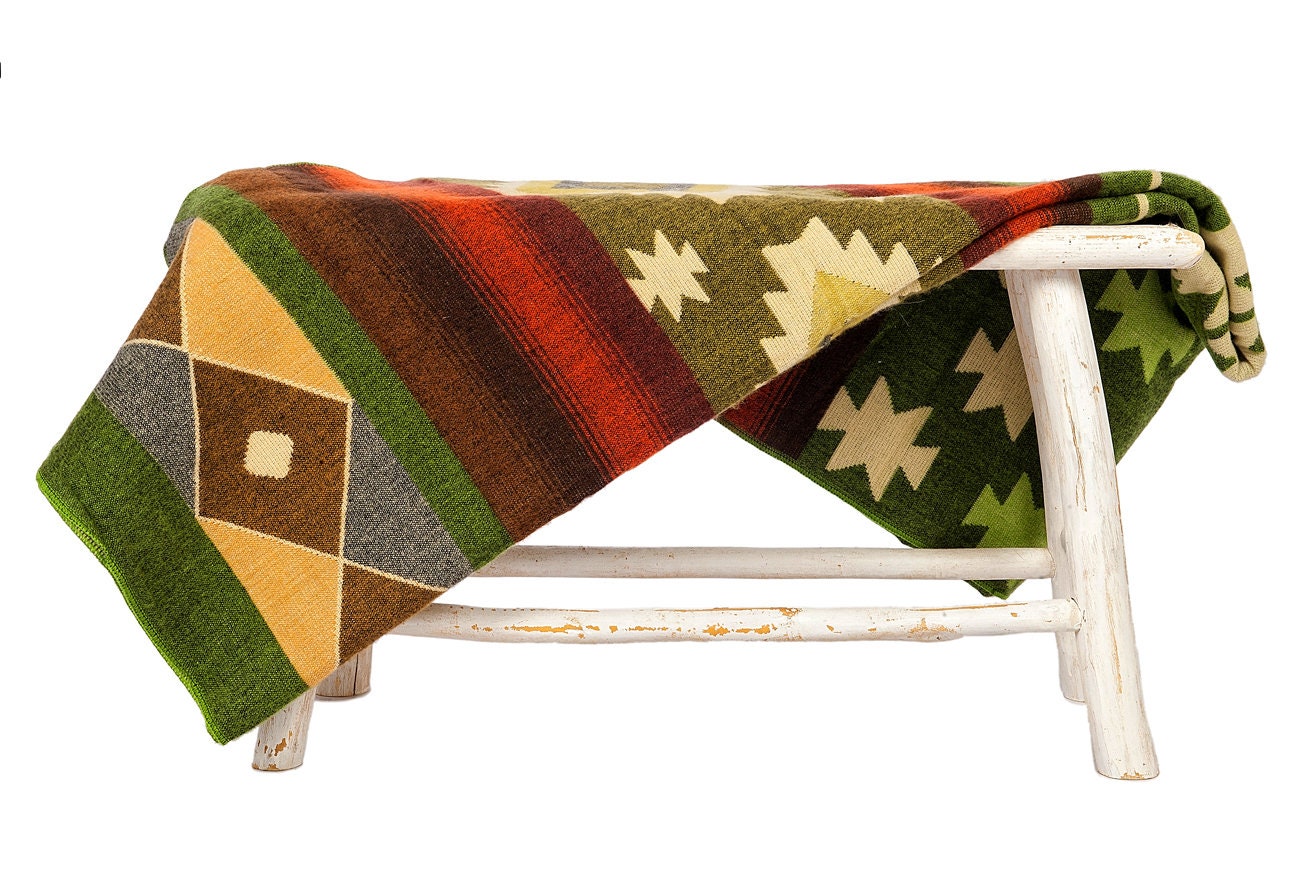 Ecuadorian alpaca blanket | native blanket |  Quilotoa Green